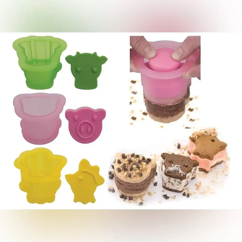 NIB Tovolo ice cream sandwich molds farm animal molds kids mommy & me ideas toy